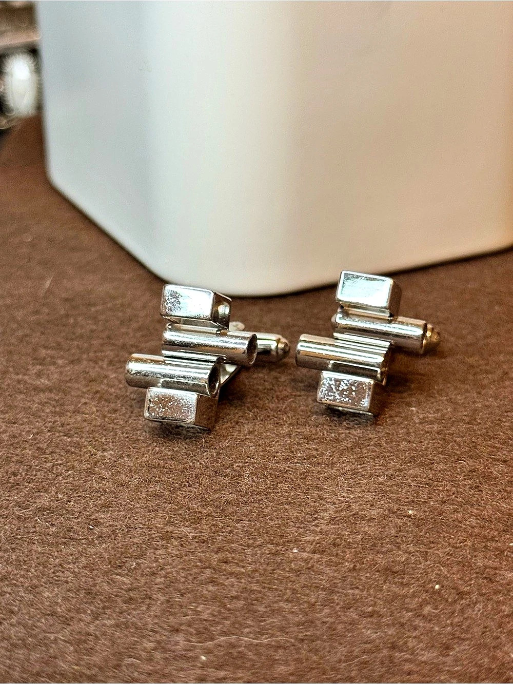 Geometric Silver Cuff Links Like New